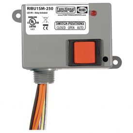 Functional Devices RIBU1SM250 - Enclosed Pilot Relay 10 Amp SPST-N/O + Override + Monitor with 10-30 Vac/dc/120 Vac Coil
